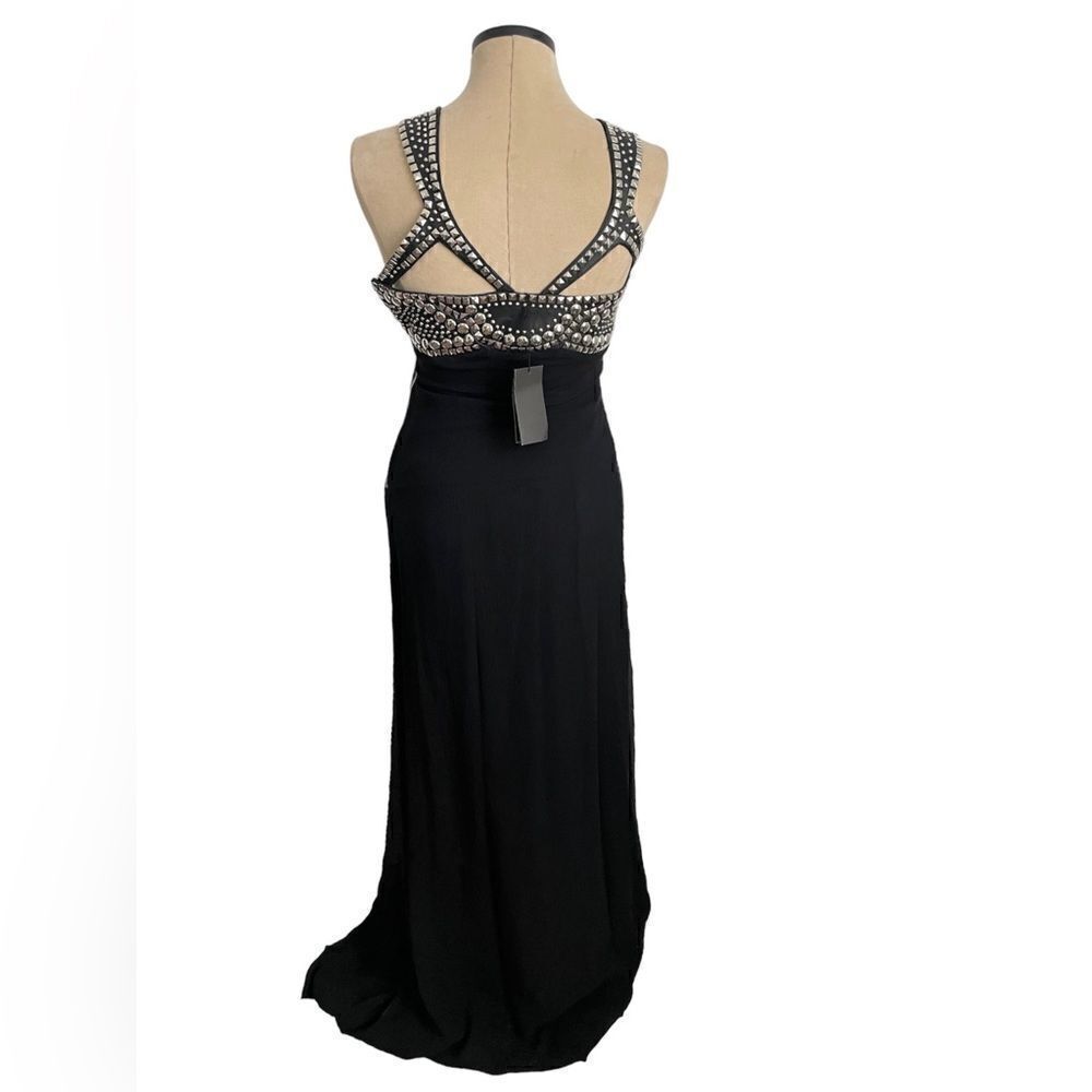 NWT Sheri BODELL 100% silk black studded gown - Picture 4 of 7